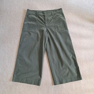 Women's Olive Wide-Leg Cropped Pants